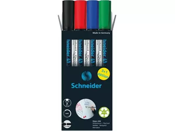 Een Schneider Maxx 290 whiteboardmarker, 3 + 1 gratis, assorti koop je bij ShopXPress