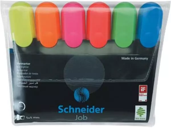 Een Schneider markeerstift Job 150, etui van 6 stuks in geassorteerde kleuren koop je bij ShopXPress