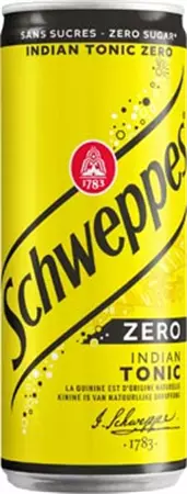 Een Schweppes Indian Tonic Zero frisdrank, blikje van 33 cl, pak van 24 stuks koop je bij ShopXPress