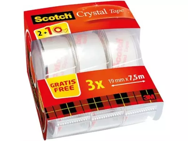 Een Scotch Crystal tape, rekverpakking, 19 mm x 7.5 m, 2 rollen + 1 gratis koop je bij ShopXPress