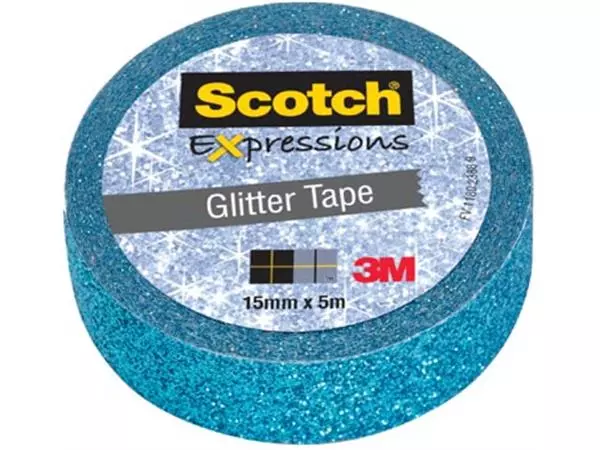 Een Scotch Expressions glitter tape, 15 mm x 5 m, blauw koop je bij ShopXPress