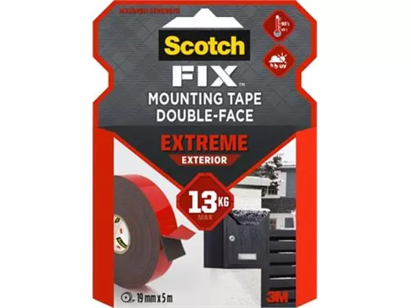 Een Scotch Fix Extreme Exterior montagetape, ft 19 mm x 5 m, draagt tot 13 kg koop je bij ShopXPress