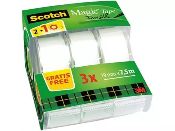 Een Scotch Magic onzichtbaar plakband, 2 rollen, 19 mm x 7,5 m + 1 Gratis plakbandhouder koop je bij ShopXPress