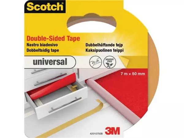 Een Scotch dubbelzijdige plakband voor tapijt en vinyl Universal, ft 50 mm x 7 m, blisterverpakking koop je bij ShopXPress