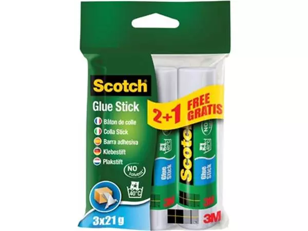 Een Scotch lijmstift permanent 21 g, blister van 2 + 1 stuk gratis koop je bij ShopXPress
