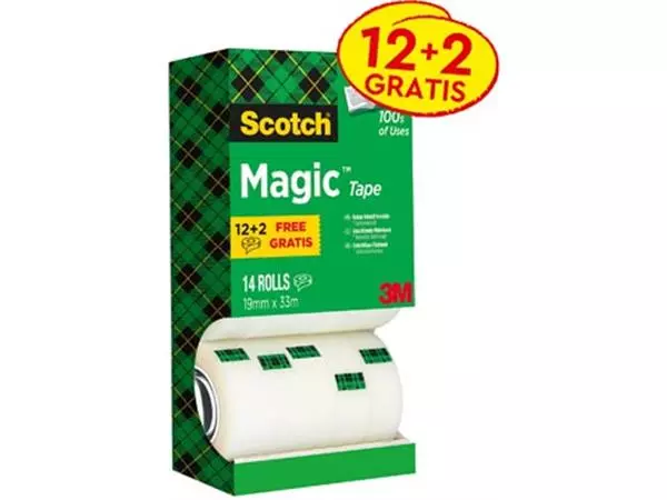 Een Scotch plakband Scotch Magic Tape, value pack 12 + 2 rollen gratis koop je bij ShopXPress