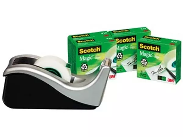 Een Scotch plakbandafroller C60 zilver + 4 rollen Magic Tape koop je bij ShopXPress