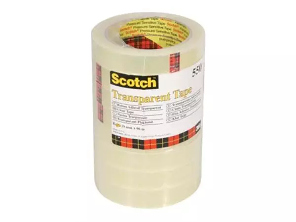 Een Scotch transparante tape 550 19 mm x 66 m, pak van 8 koop je bij ShopXPress