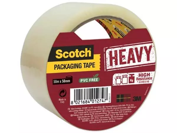 Een Scotch verpakkingsplakband Heavy, ft 50 mm x 50 m, transparant, per stuk koop je bij ShopXPress