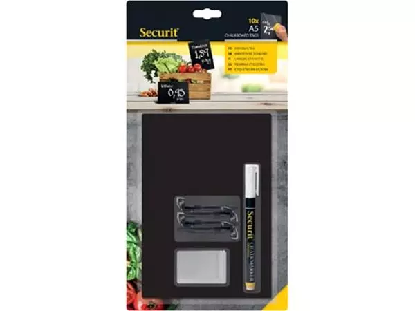 Een Securit krijtbord tags A5, dubbelzijdig, zwart, blister van 5 stuks koop je bij ShopXPress