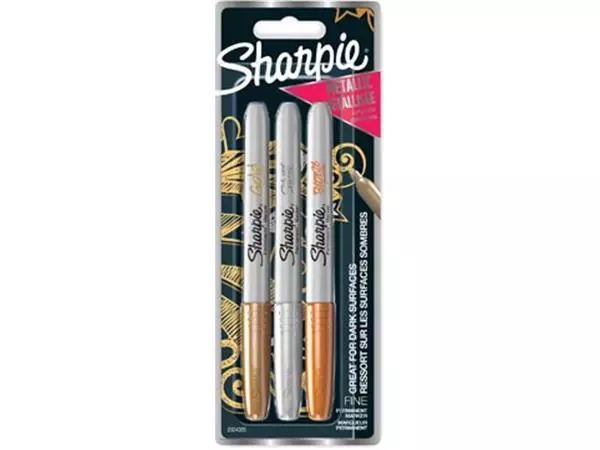 Een Sharpie permanente marker metallic, blister van 3 stuks koop je bij ShopXPress