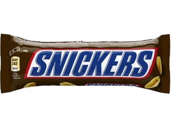 Een Snickers chocoladereep, 50 g koop je bij ShopXPress