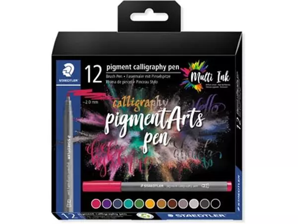 Een Staedtler Pigment Arts brush pen Calligraphy, etui van 12 stuks, assorti koop je bij ShopXPress