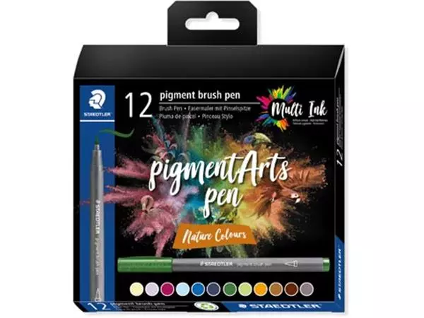 Een Staedtler Pigment Arts brush pen, etui van 12 stuks, Nature Colours koop je bij ShopXPress