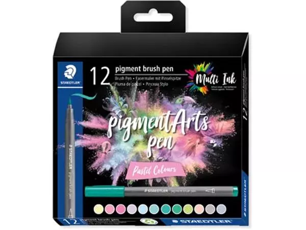 Een Staedtler Pigment Arts brush pen, etui van 12 stuks, Pastel Colours koop je bij ShopXPress