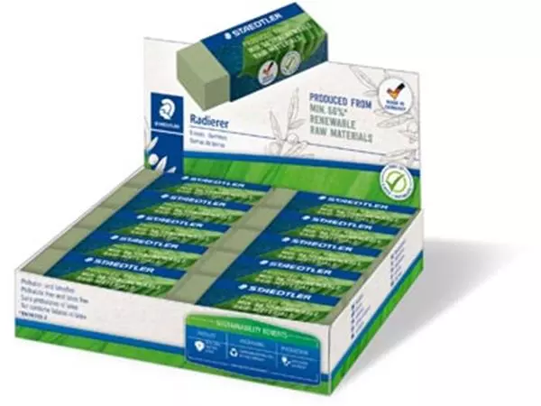 Een Staedtler gum Eco, olijfgroen, ft 65 x 23 x 13 mm koop je bij ShopXPress