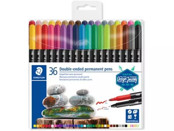 Een Staedtler permanent marker,dubbele punt, etui van 36 stuks, assorti koop je bij ShopXPress