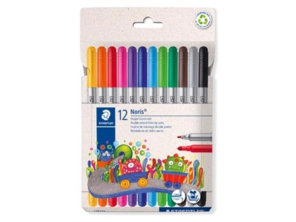 Een Staedtler viltstift Noris Club, geassorteerde kleuren, etui van 12 stuks koop je bij Supplierz BV