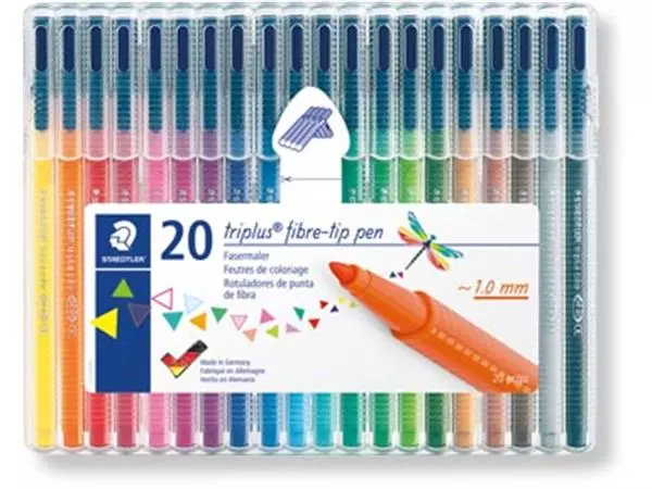 Een Staedtler viltstift Triplus Color, opstelbare box met 20 kleuren koop je bij ShopXPress