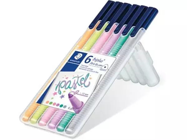 Een Staedtler viltstift Triplus Color, opstelbare box met 6 pastelkleuren koop je bij ShopXPress