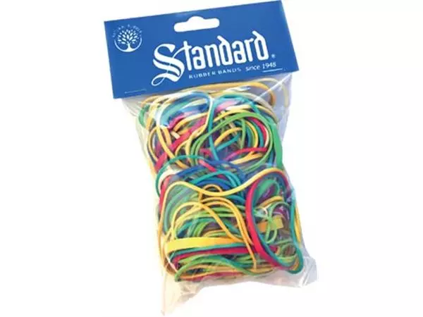 Een Standard elastieken 1,5/2 x 70/90 mm, geassorteerde kleuren, zakje van 50 g koop je bij ShopXPress