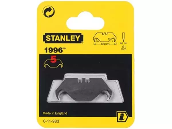 Een Stanley reservemesjes 1996 zonder gaten, blister van 5 stuks koop je bij ShopXPress