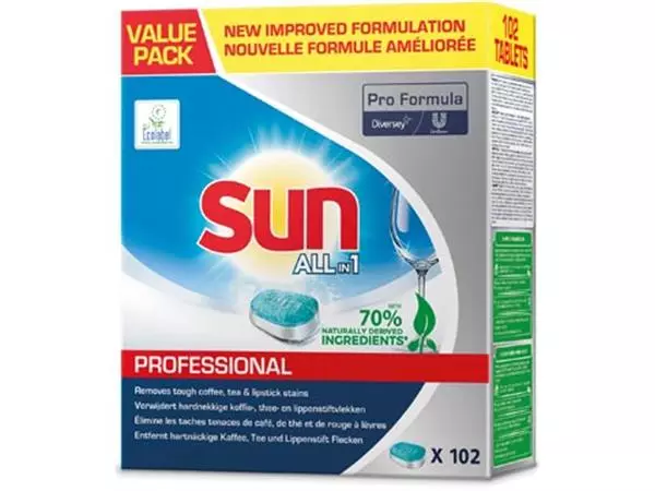 Een Sun Pro Formula All-in-one vaatwastabletten, doos van 102 stuks koop je bij ShopXPress
