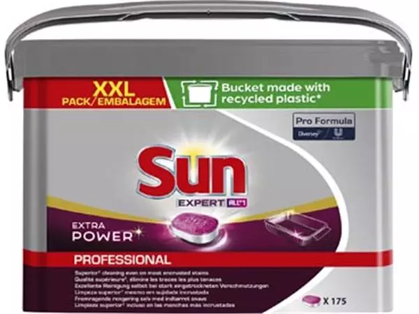 Een Sun Pro Formula Expert All-in-one vaatwastabletten, extra power, emmer van 175 stuks koop je bij ShopXPress