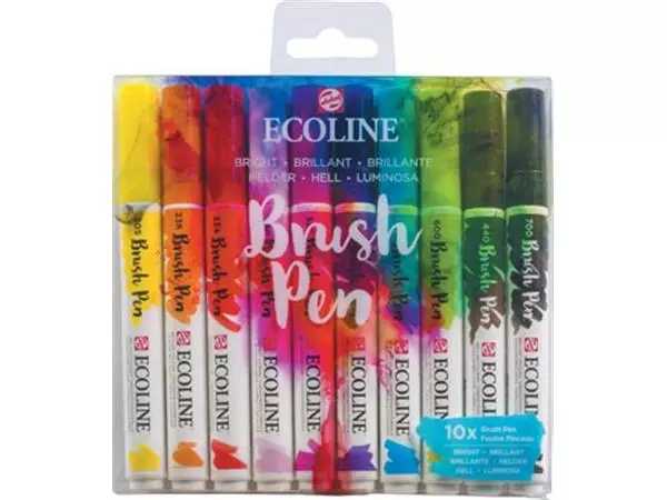 Een Talens Ecoline Brush pen, etui van 10 stuks, helder koop je bij ShopXPress