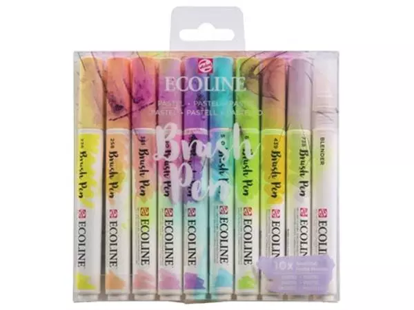 Een Talens Ecoline Brush pen, etui van 10 stuks in pastelkleuren koop je bij ShopXPress