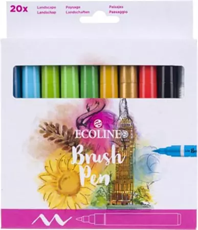 Een Talens Ecoline Brush pen, etui van 20 stuks, assorti koop je bij ShopXPress