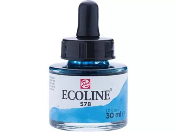 Een Talens Ecoline waterverf flacon van 30 ml, hemelsblauw (cyaan) koop je bij ShopXPress