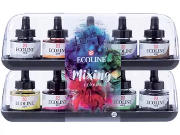 Een Talens Ecoline waterverf flacon van 30 ml, set van 10 flacons in geassorteerde kleuren koop je bij ShopXPress