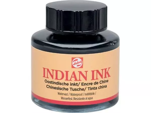 Een Talens Oostindische inkt, flesje van 30 ml, zwart koop je bij ShopXPress