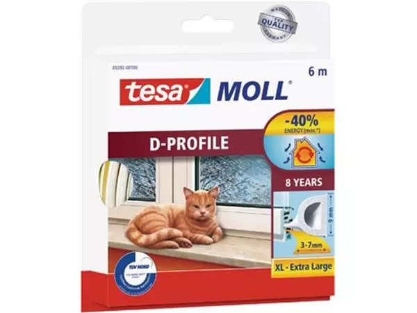 Een Tesa Moll Classic tochtstrip D-profiel, 6 m, wit koop je bij ShopXPress