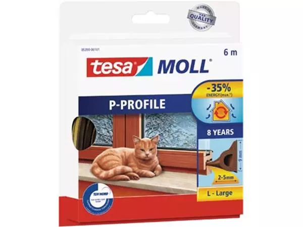 Een Tesa Moll Classic tochtstrip P-profiel, 6 m, bruin koop je bij ShopXPress