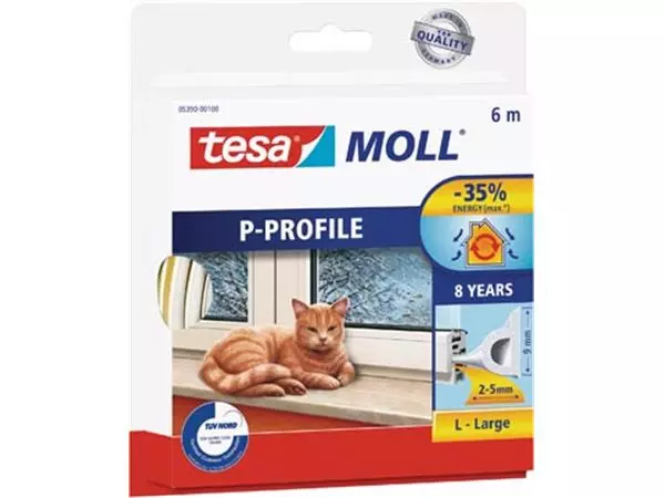 Een Tesa Moll Classic tochtstrip P-profiel, 6 m , wit koop je bij ShopXPress