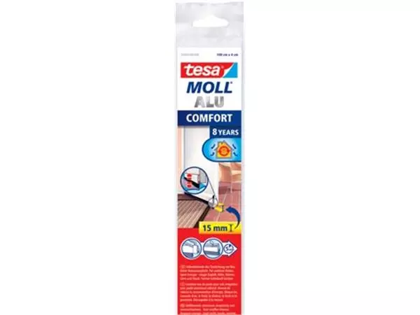 Een Tesa Moll Comfort dorpelstrip met veersysteem, 1 m x 40 mm, wit koop je bij ShopXPress