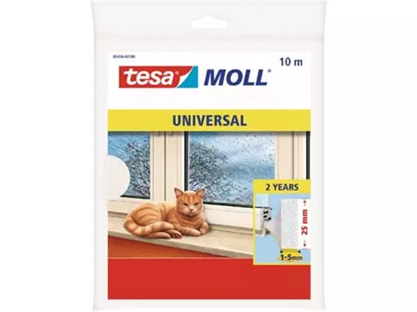 Een Tesa Moll Universal tochtstrip, 10 m x 25 mm, wit koop je bij ShopXPress