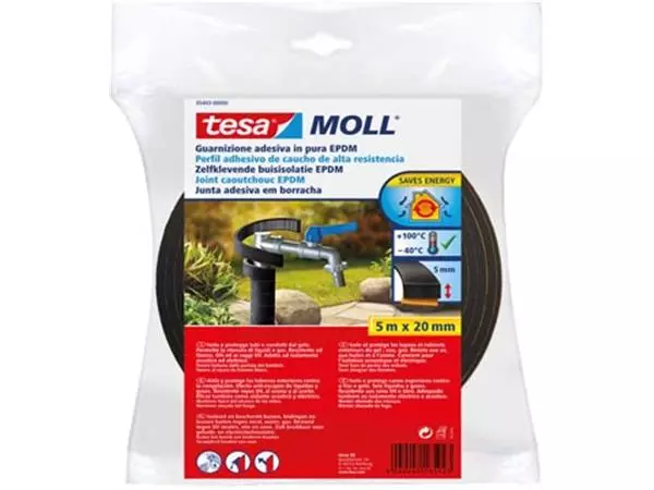 Een Tesa Moll buisisolatie EPDM, 5 m x 20 mm, zwart koop je bij ShopXPress