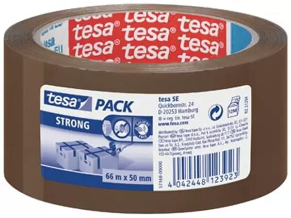 Een Tesa verpakkingsplakband Strong, ft 50 mm x 66 m, uit PP, bruin koop je bij ShopXPress