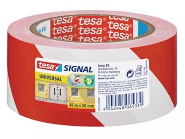 Een Tesa waarschuwingstape Universal, ft 50 mm x 66 m, rood/wit koop je bij ShopXPress