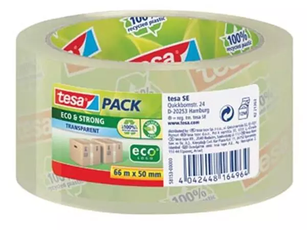 Een Tesapack eco & strong ecoLogo, ft 50 mm x 66 m, PP, transparant koop je bij ShopXPress