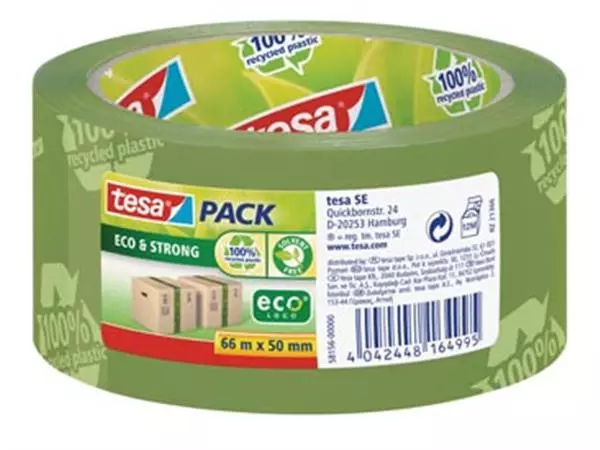 Een Tesapack eco & strong ecoLogo, ft 50 mm x 66 mm, PVC, groen koop je bij ShopXPress