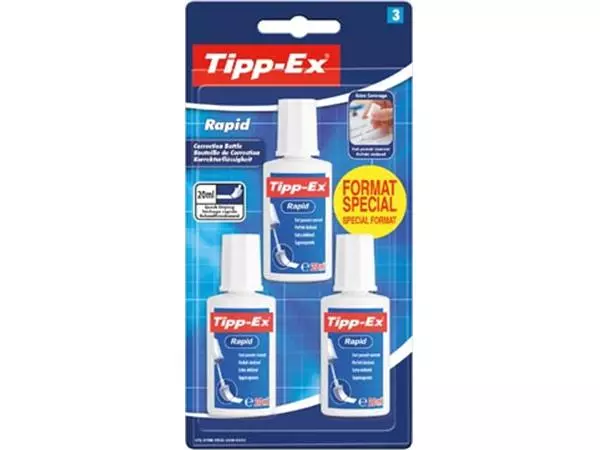 Een Tipp-Ex correctievloeistof Rapid, blister van 3 stuks, special format koop je bij ShopXPress