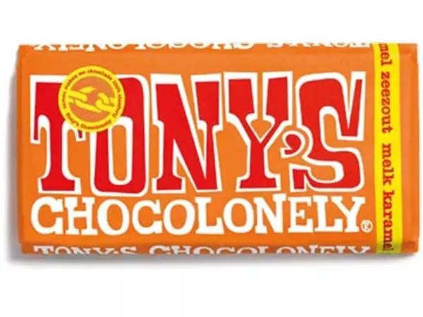 Een Tony's Chocolonely chocoladereep, 180g, karamel zeezout koop je bij ShopXPress