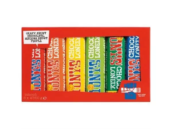 Een Tony's Chocolonely chocoladereep, 47/50g, 6 stuks, mix koop je bij ShopXPress