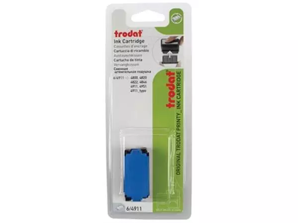 Een Trodat vervangkussen blauw, voor stempel 4911/4820/4822/4846, blister met 2 stuks koop je bij ShopXPress