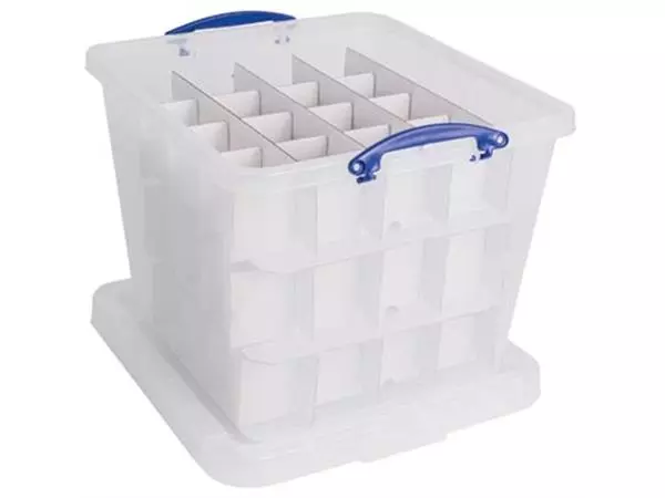 Een Really Useful Box opbergdoos, 60 l, met inzetbakje, transparant koop je bij ShopXPress