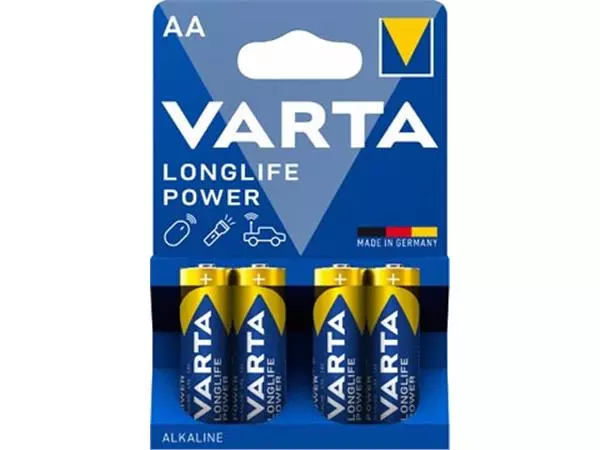 Een Varta batterij Longlife Power AA, blister van 4 stuks koop je bij ShopXPress